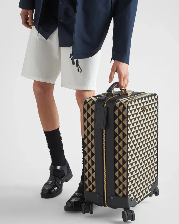 Luggage And Carry On | Luggage And Carry On*Prada Symbole embroidered fabric trolley Black/beige