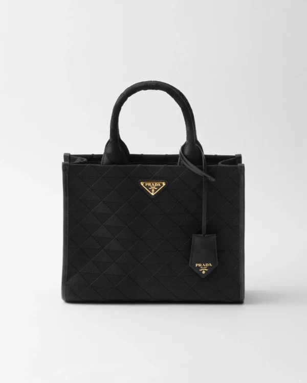 Totes | Totes*Prada Symbole medium embroidered fabric bag Black