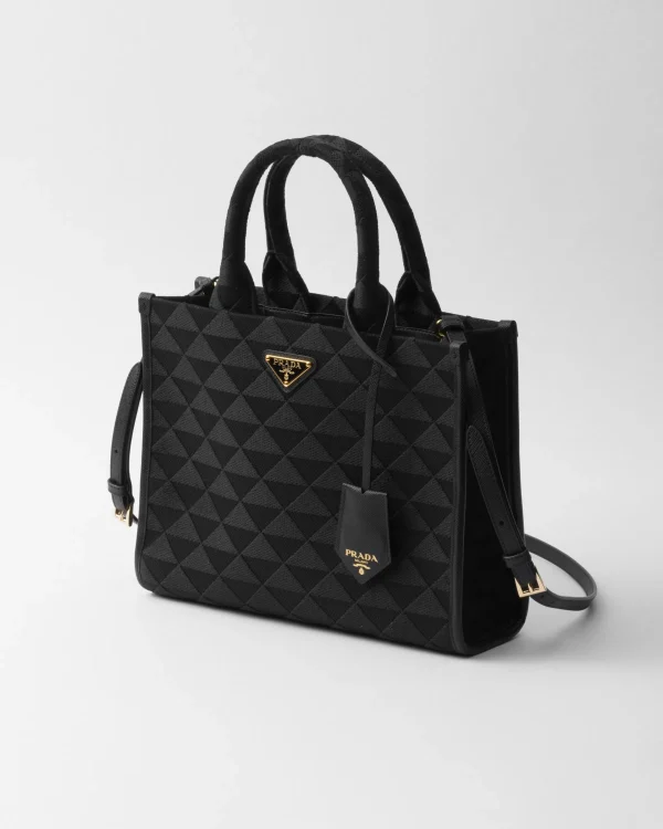 Totes | Totes*Prada Symbole medium embroidered fabric bag Black