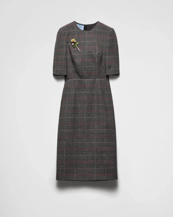 Dresses*Prada Prince-of-Wales checked midi-dress Ebony