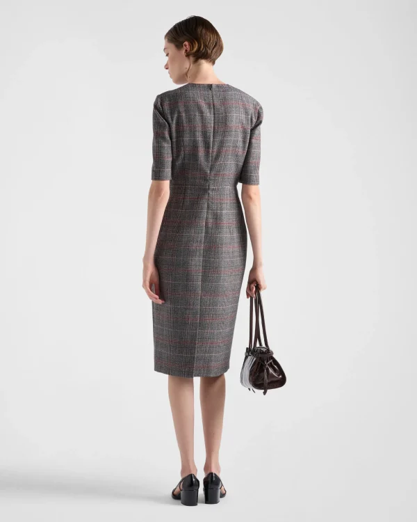 Dresses*Prada Prince-of-Wales checked midi-dress Ebony