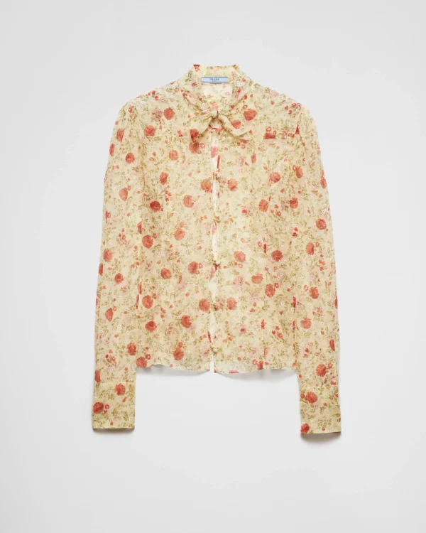 Shirts And Tops*Prada Printed chiffon shirt Red