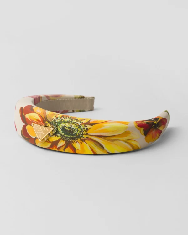 Headbands And Hair Accessories*Prada Printed fabric headband Sandbeige