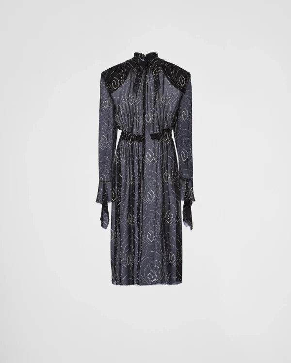 Dresses*Prada Printed georgette dress Black