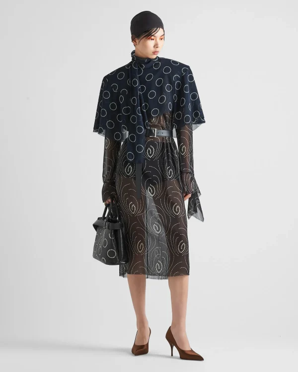 Dresses*Prada Printed georgette dress Black