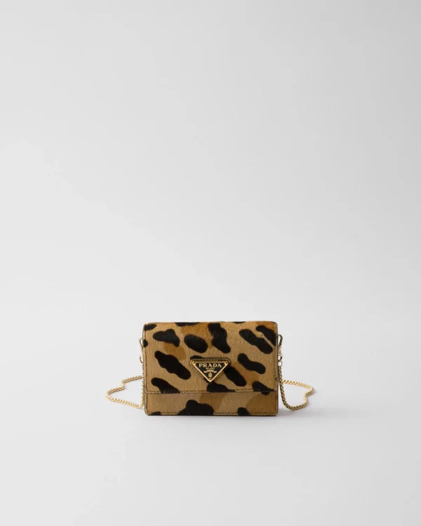 Card Holders | Mini Bags*Prada Printed leather card holder with shoulder strap Honey