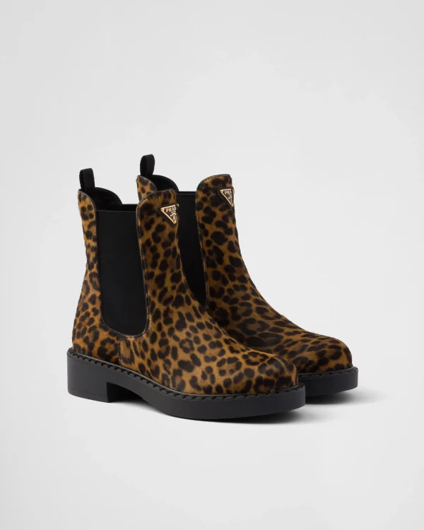 Ankle Boots And Boots*Prada Printed leather Chelsea boots Honey