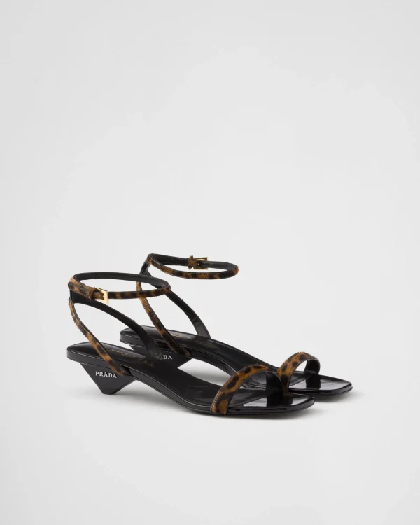 Sandals*Prada Printed leather sandals Honey