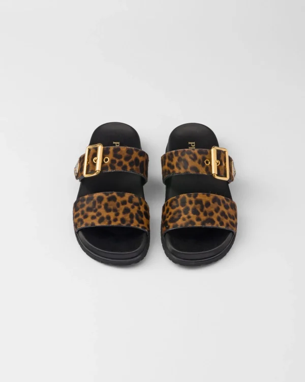 Slippers And Mules*Prada Printed leather slides Honey