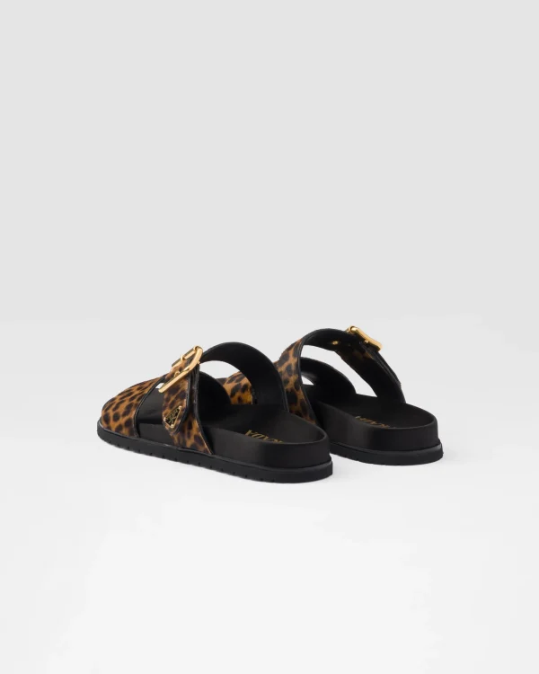 Slippers And Mules*Prada Printed leather slides Honey