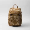 Backpacks And Belt Bags*Prada Printed Re-Nylon and leather backpack Khaki