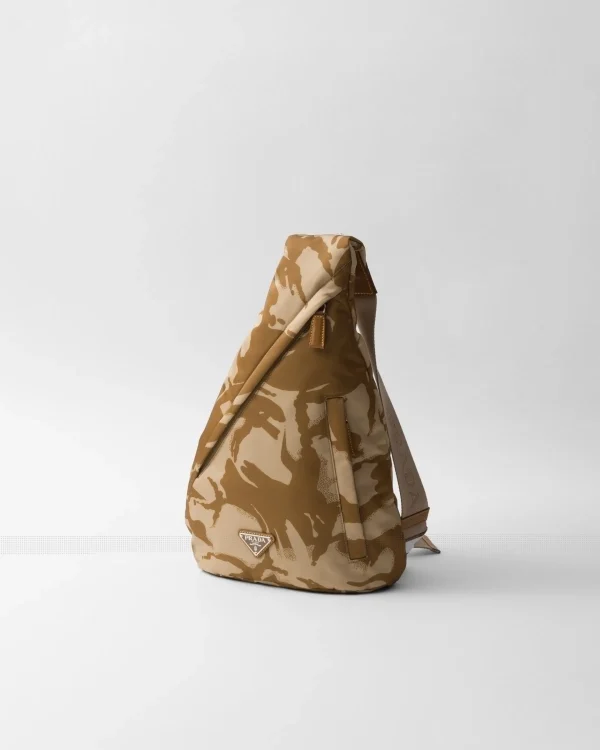 Backpacks And Belt Bags*Prada Printed Re-Nylon and leather backpack Khaki