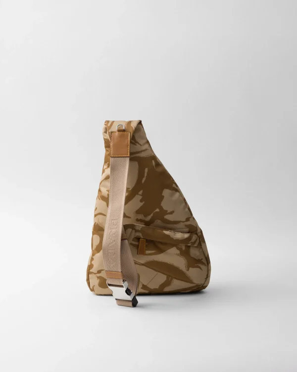 Backpacks And Belt Bags*Prada Printed Re-Nylon and leather backpack Khaki