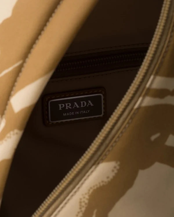 Backpacks And Belt Bags*Prada Printed Re-Nylon and leather backpack Khaki