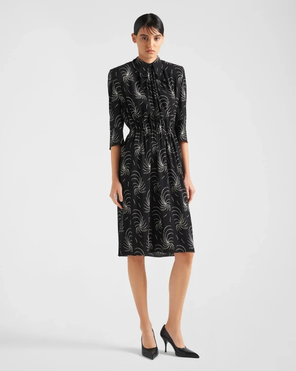 Dresses*Prada Printed sablé dress Black