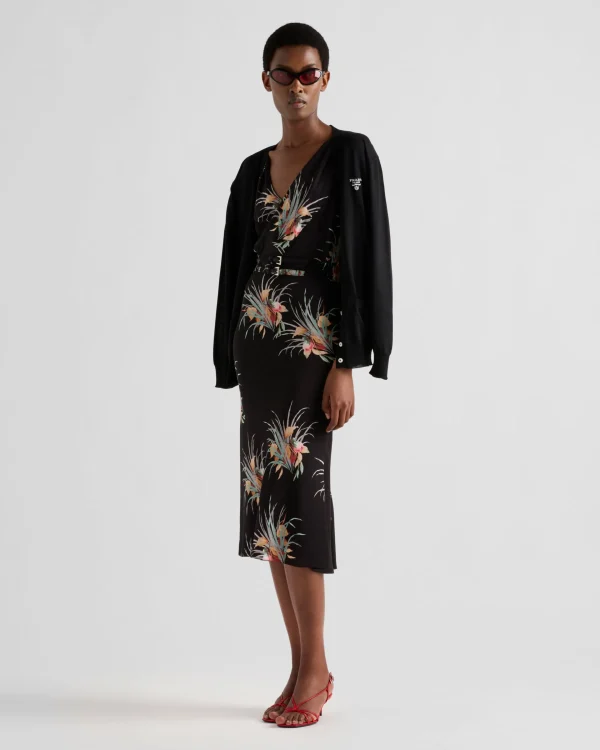 Dresses*Prada Printed sablé dress Black