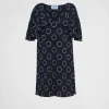 Dresses*Prada Printed sablé mini-dress Navy