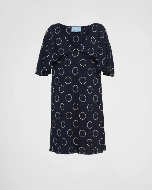 Dresses*Prada Printed sablé mini-dress Navy