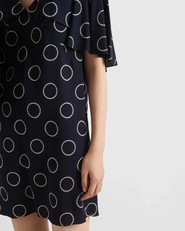 Dresses*Prada Printed sablé mini-dress Navy
