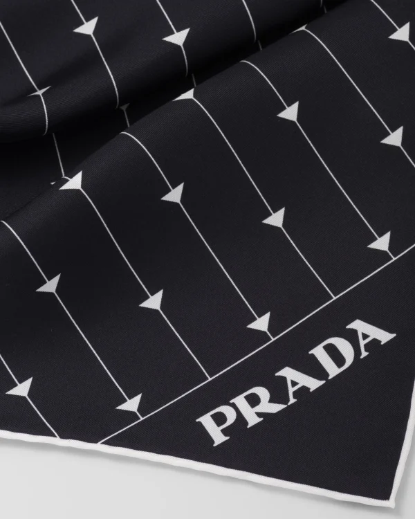 Silks And Scarves*Prada Printed silk twill foulard Black/white