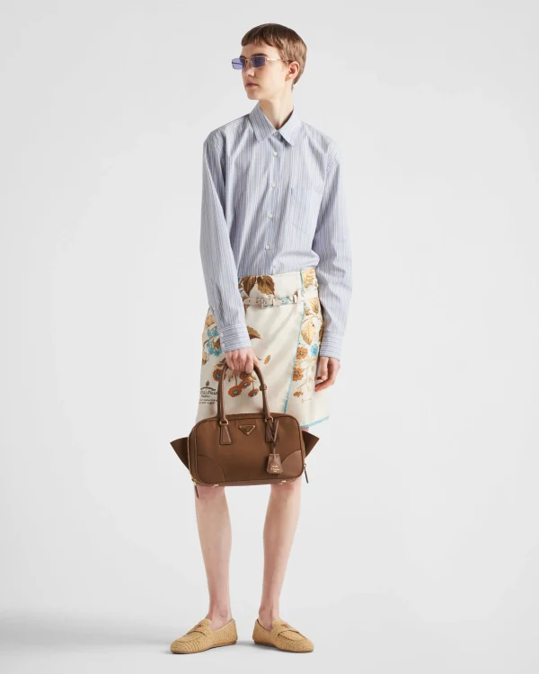 Skirts*Prada Printed silk twill miniskirt Sandbeige