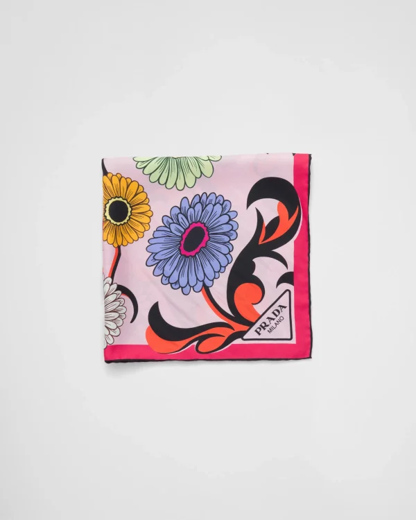 Silks And Scarves*Prada Printed silk twill scarf Alabasterpink