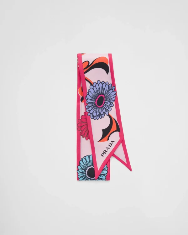 Silks And Scarves*Prada Printed silk twill scarf Alabasterpink