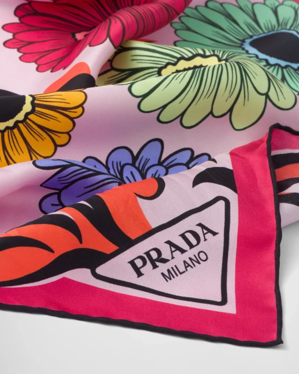 Silks And Scarves*Prada Printed silk twill scarf Alabasterpink