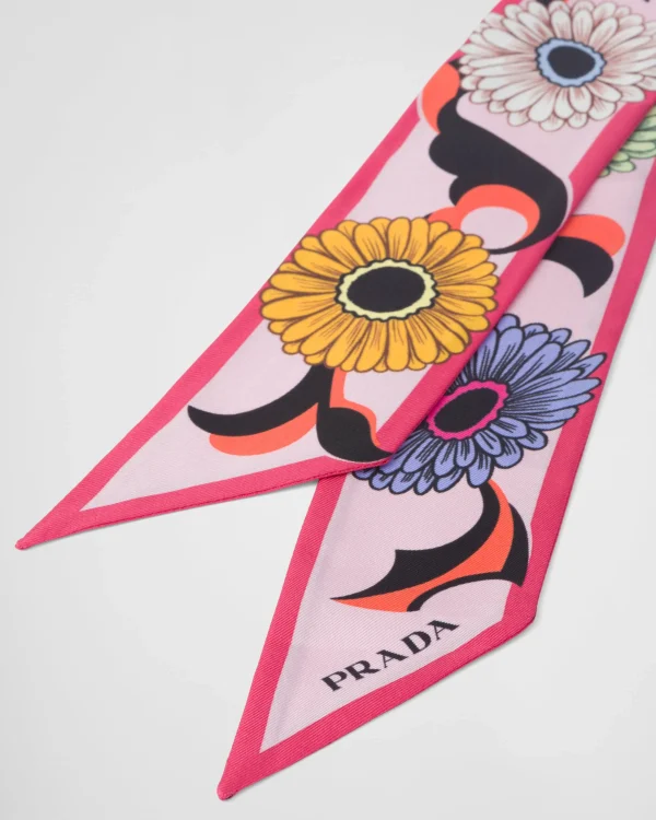 Silks And Scarves*Prada Printed silk twill scarf Alabasterpink