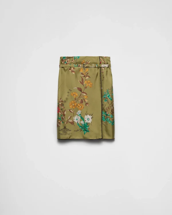 Skirts*Prada Printed silk twill skirt Militarygreen