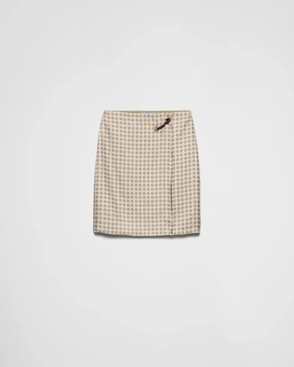 Skirts*Prada Printed silk twill skirt Sandbeige