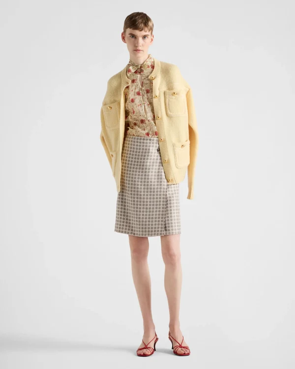 Skirts*Prada Printed silk twill skirt Sandbeige