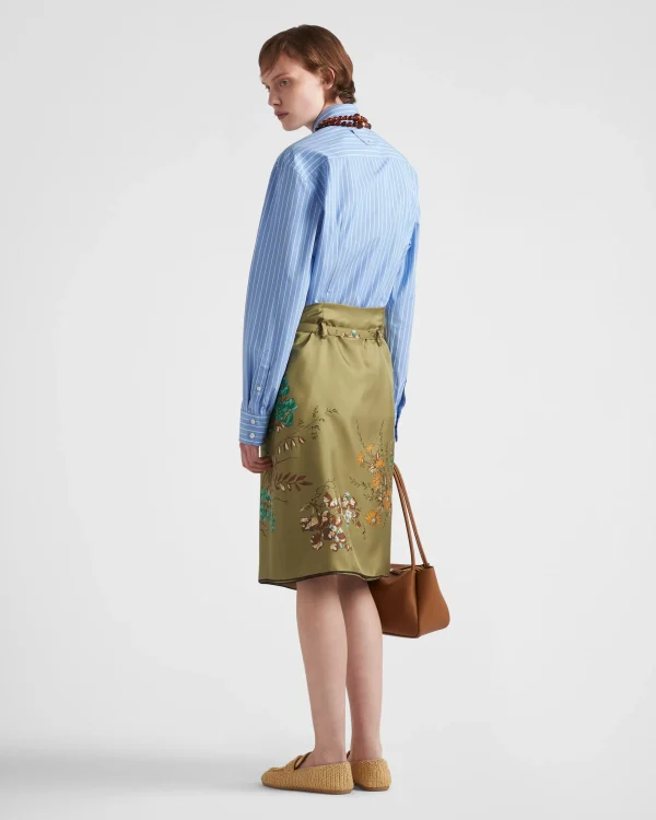 Skirts*Prada Printed silk twill skirt Militarygreen