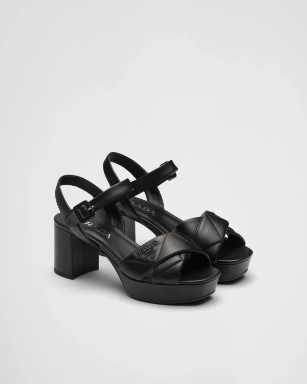 Sandals*Prada Quilted nappa leather platform sandals Black