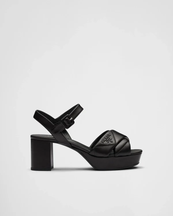 Sandals*Prada Quilted nappa leather platform sandals Black