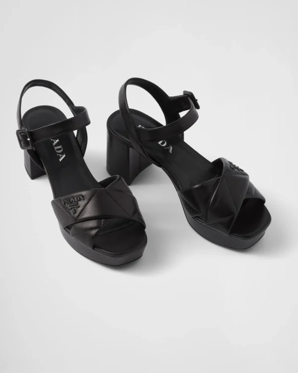 Sandals*Prada Quilted nappa leather platform sandals Black