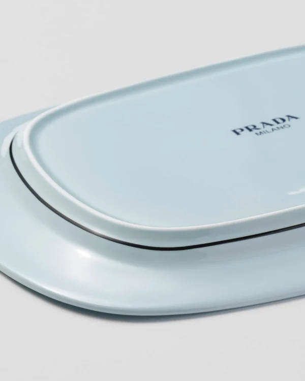 Trays And Table Accessories*Prada Rectangular porcelain tray - Celadon Celadonlightblue