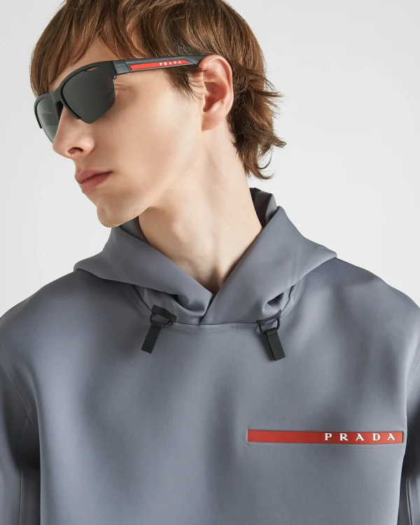 Men's Collection*Prada Recycled double jersey hoodie Irongray