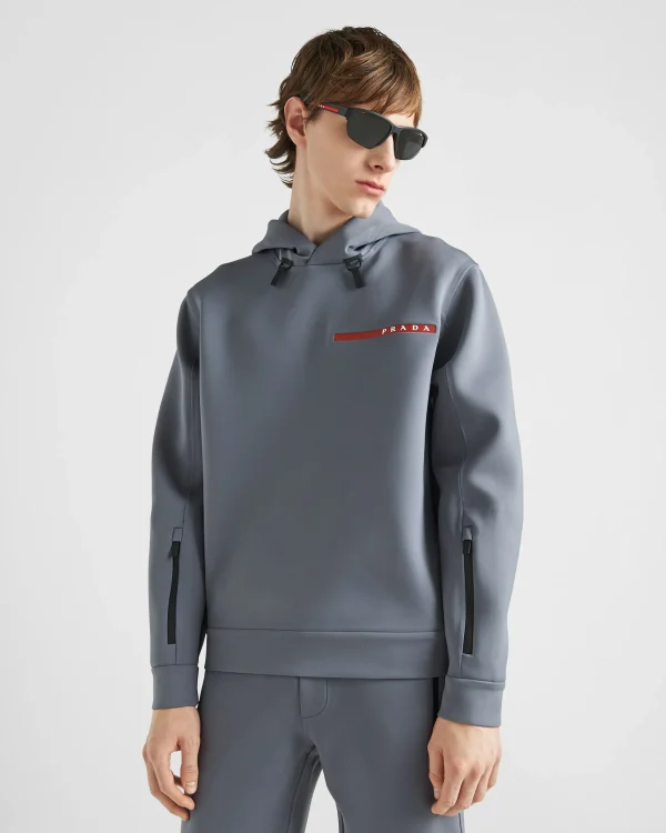 Men's Collection*Prada Recycled double jersey hoodie Irongray