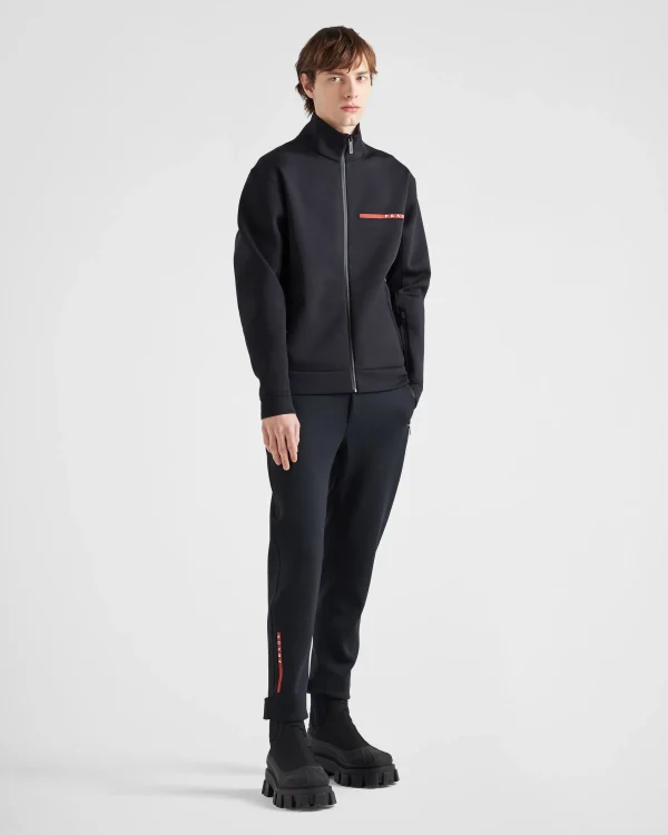 Men's Collection*Prada Recycled double jersey zip-up sweatshirt Black