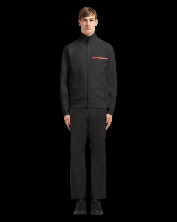 Men's Collection*Prada Recycled Double Technical Jersey sweatshirt jacket Black