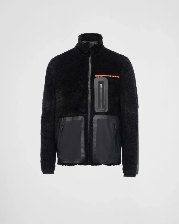 Men's Collection*Prada Recycled fleece technical jacket Black