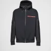 Men's Collection*Prada Recycled technical jersey hoodie Black