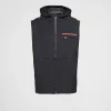 Men's Collection*Prada Recycled technical jersey hoodie with heat-sealed tape Black