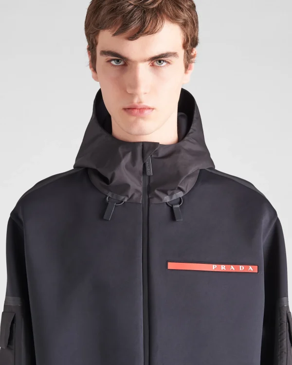 Men's Collection*Prada Recycled technical jersey hoodie Black