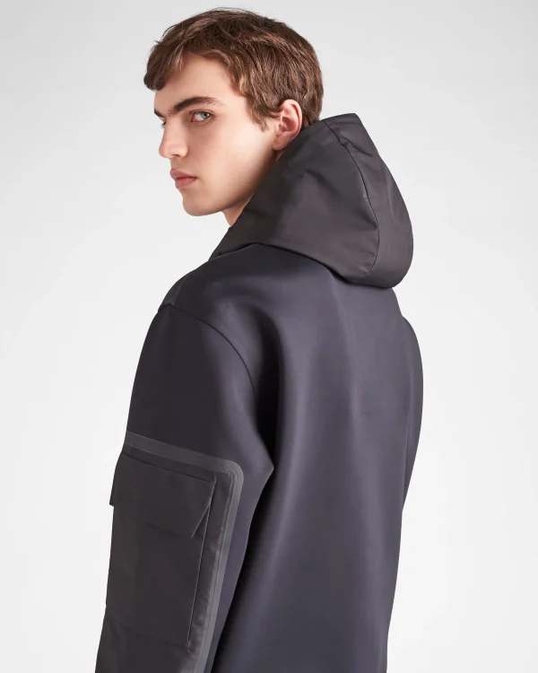 Men's Collection*Prada Recycled technical jersey hoodie Black