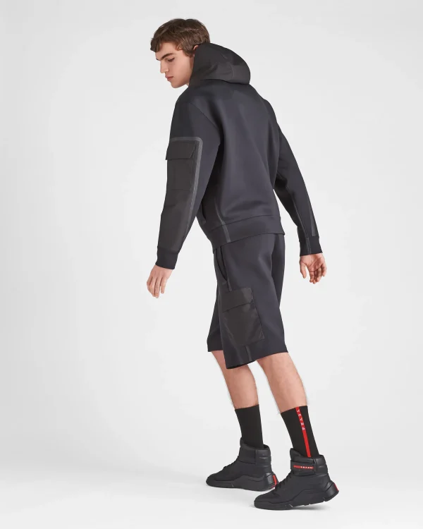 Men's Collection*Prada Recycled technical jersey hoodie Black