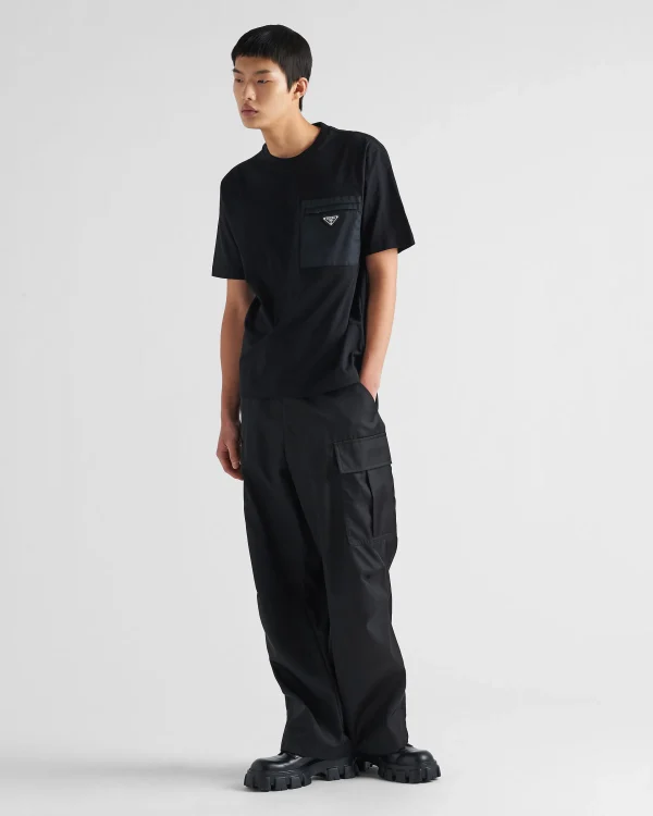 T-shirts And Polo Shirts*Prada Re-Nylon and jersey T-shirt Black