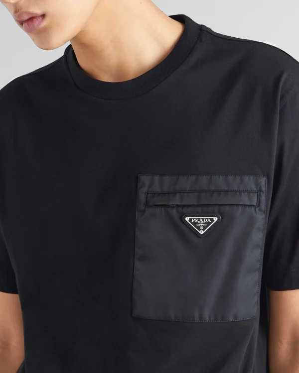 T-shirts And Polo Shirts*Prada Re-Nylon and jersey T-shirt Black