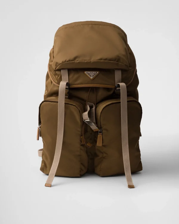 Backpacks And Belt Bags*Prada Re-Nylon and leather backpack Corkbeige